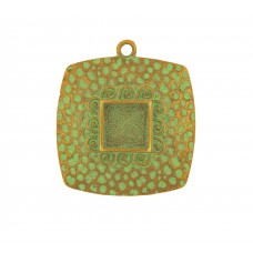 Fassung für Cabochons, grün antik bronzef., eckig 10mm